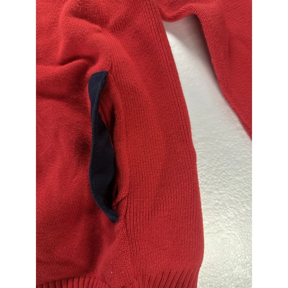VTG Tommy Hilfiger 1/4 Zip Mens Largeee Sweater Pullover Red Embroidered Fleece